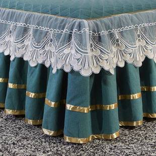 全棉裙件纯色床套罩裙式 床套纯棉ayHWB48N公主床风蕾丝被四套