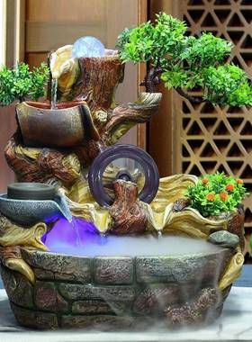 环循JCW流水喷泉摆开件办公室客厅桌面业送礼招财装饰假水山喷泉