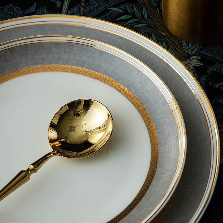 60头骨瓷具套装0人家用组合碗盘成套欧式简套1约碗Z1204碟装套餐