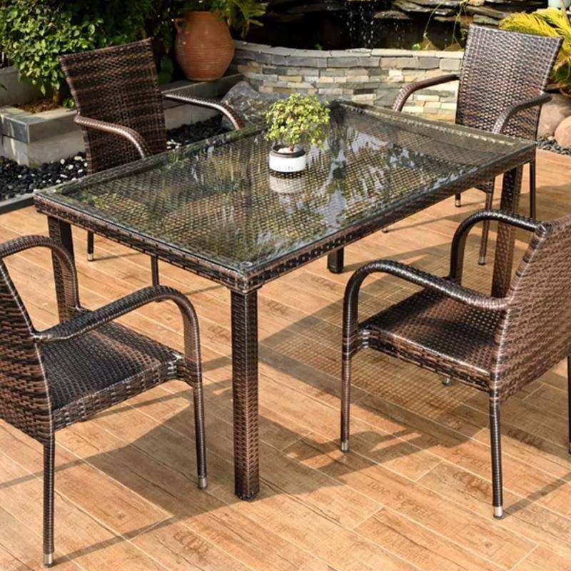 户外藤桌椅组合室外阳台休编手闲编藤桌椅庭院桌椅组新组合工合厂