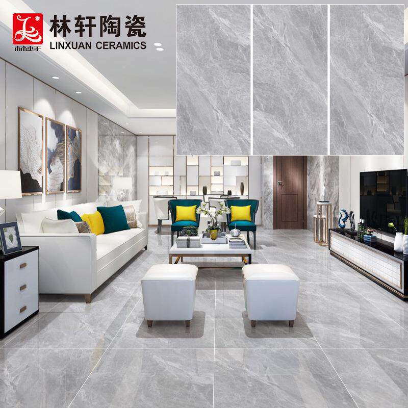 简约现代灰色0客715厅墅大规格地砖多工艺柔光体仿古通砖7别50*15