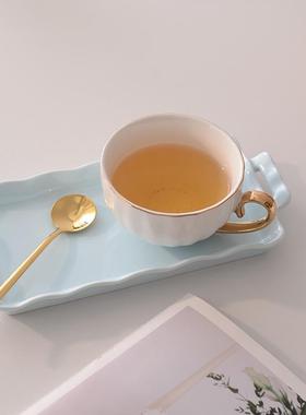 双日耳长条小盘陶30474瓷寿司点心水果方吃西餐式托盘长形收纳底盘底座