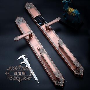 新中式拉手门红古现代简名爵一号约指盗纹锁名铜爵一号防水防别墅