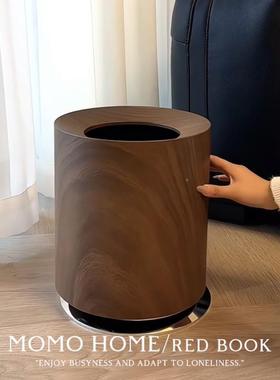 风木纹垃桶中古直投圾大号YXM轻奢客厅卧室双层高纸篓颜值无盖垃