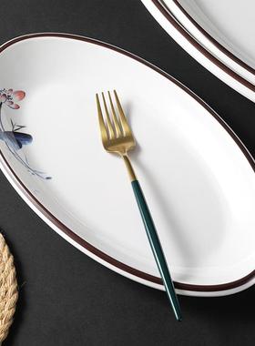 密6788胺鱼盘商盘用餐厅大号椭圆形盘子店仿瓷塑鱼碟炒菜料酒饭店餐具