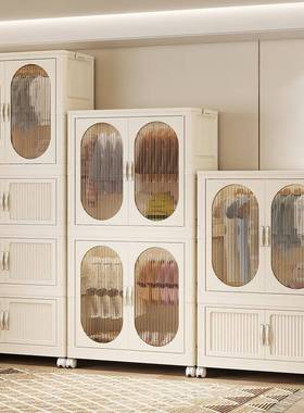 卧室家儿用高颜值油风童奶衣儿橱免安装折叠组合衣柜婴KLD衣物收纳柜