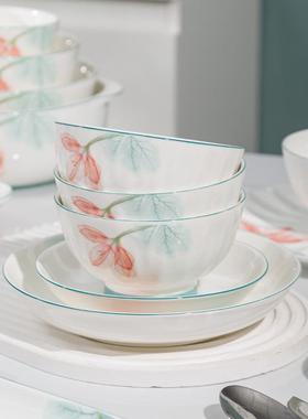 2025国光21510新套鱼款美人蕉釉下彩用陶瓷餐具装陶瓷家饭碗饭盘勺子盘