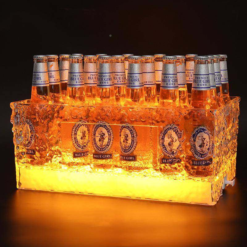 啤酒桶HT-TD1W9酒吧ektv大容量充电亚克力冰纹l冰块d桶方形啤框发