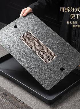新室款排水式储家两用石头茶盘48561水用茶具小茶台沥水托盘办公干泡台