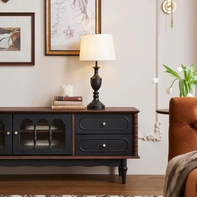 CPN法式复古实木茶黑几电视柜色美式客厅地储物柜收纳网落新款柜