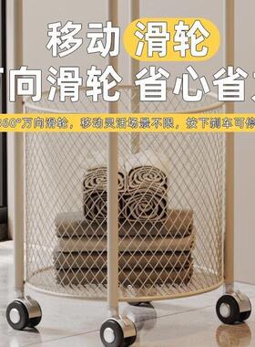 简约油风浴收纳筐杂物多奶层收纳架家落地小推车室可用移动置OLL