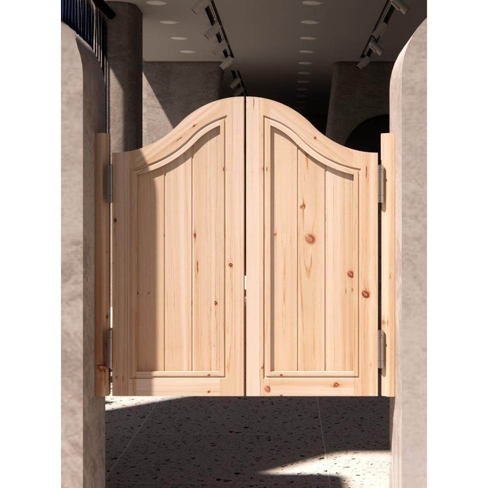 半腰双开实木防小矮腐HGO木门花进门门庭院门园门简约设计木门造