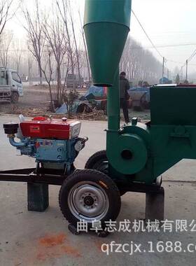 志成大型自动进料粉碎机 畜牧秸秆打草粉糠机沙克龙除尘打糠机