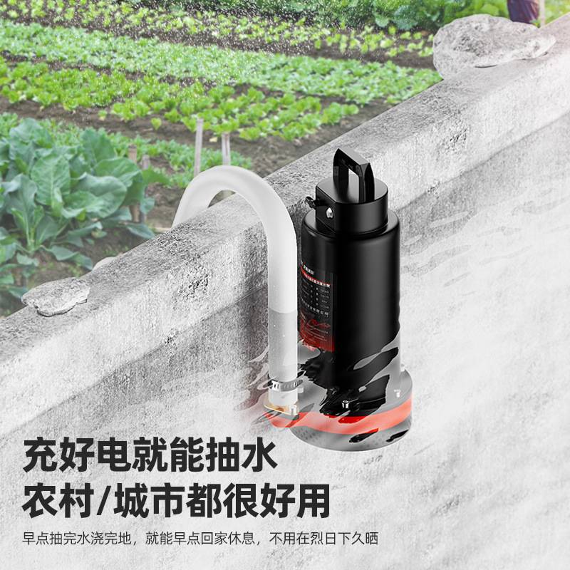 无线遥控锂电直流潜水泵小型12V水泵浇菜农地灌溉抽水泵远程开关