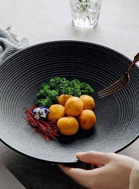 斗简约陶瓷沙西笠碗饭碗日式拉面碗深盘63674大号汤碗圆碗装菜拉