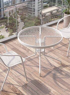 椅户外台阳小桌椅三件套休型闲茶桌椅NTM白色组合折叠一桌两小户茶几