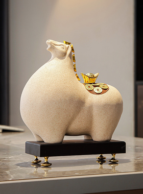 马上有钱摆件陶g瓷招财办公室领导高档装饰酒柜工艺礼品摆饰新店