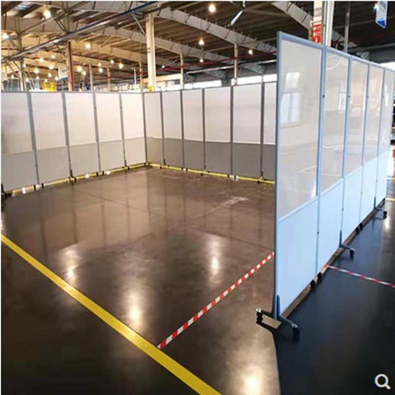 亚克力透明简约屏风办公室机场玻璃可移动折叠车间客厅磨砂隔断墙