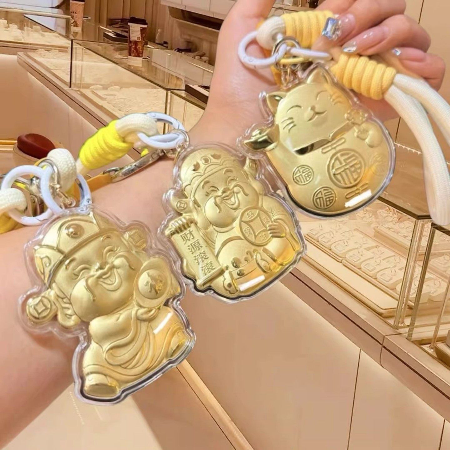 水贝999黄金元财源滚滚财神爷宝招财猫手机链钥匙扣情侣款高端,节庆用品/礼品,钥匙扣,淘宝优惠券,粉丝福利购,淘宝优惠卷