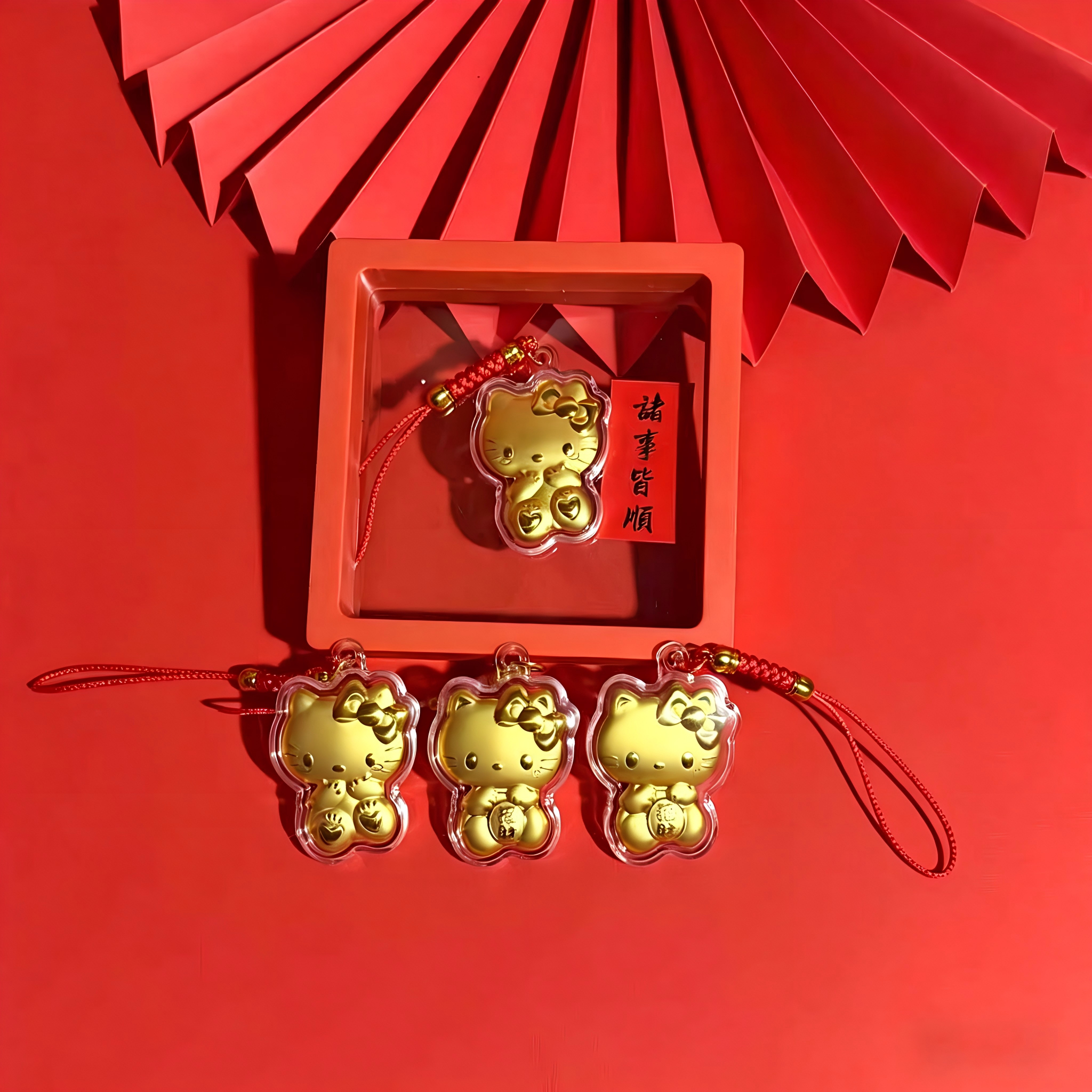 水贝kt猫挂件招财手机链吉祥挂饰来财马年挂绳Hello  Kitty钥匙扣