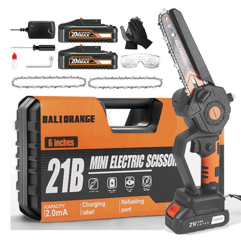 6寸充电式锂电锯迷你手持锯户外电动链锯家用小型无刷单手电锯