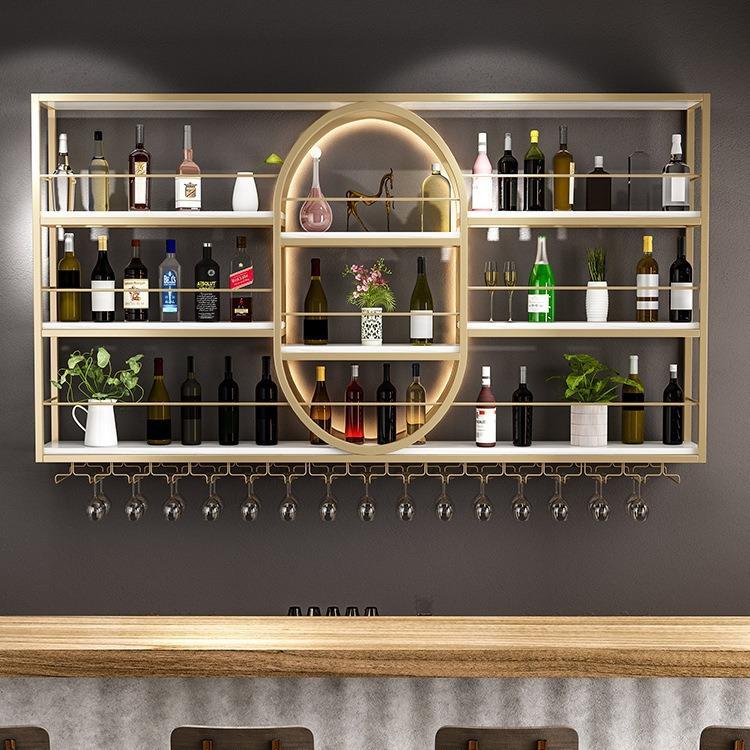 壁挂式酒柜置物架子客厅金属餐厅装饰墙壁展示架吧台酒架铁艺
