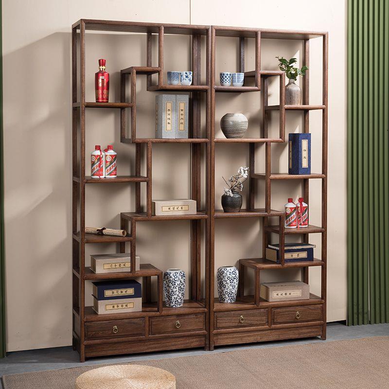 实木博古架小型新中式现代简约客厅茶室置物展示架屏风隔断多宝阁
