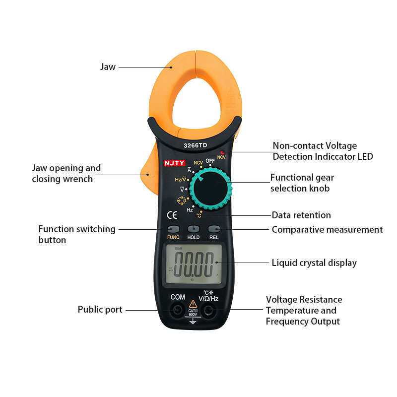 南京天宇3266TD高精度万用表钳形电流表温度频率电容电流制冷跨境