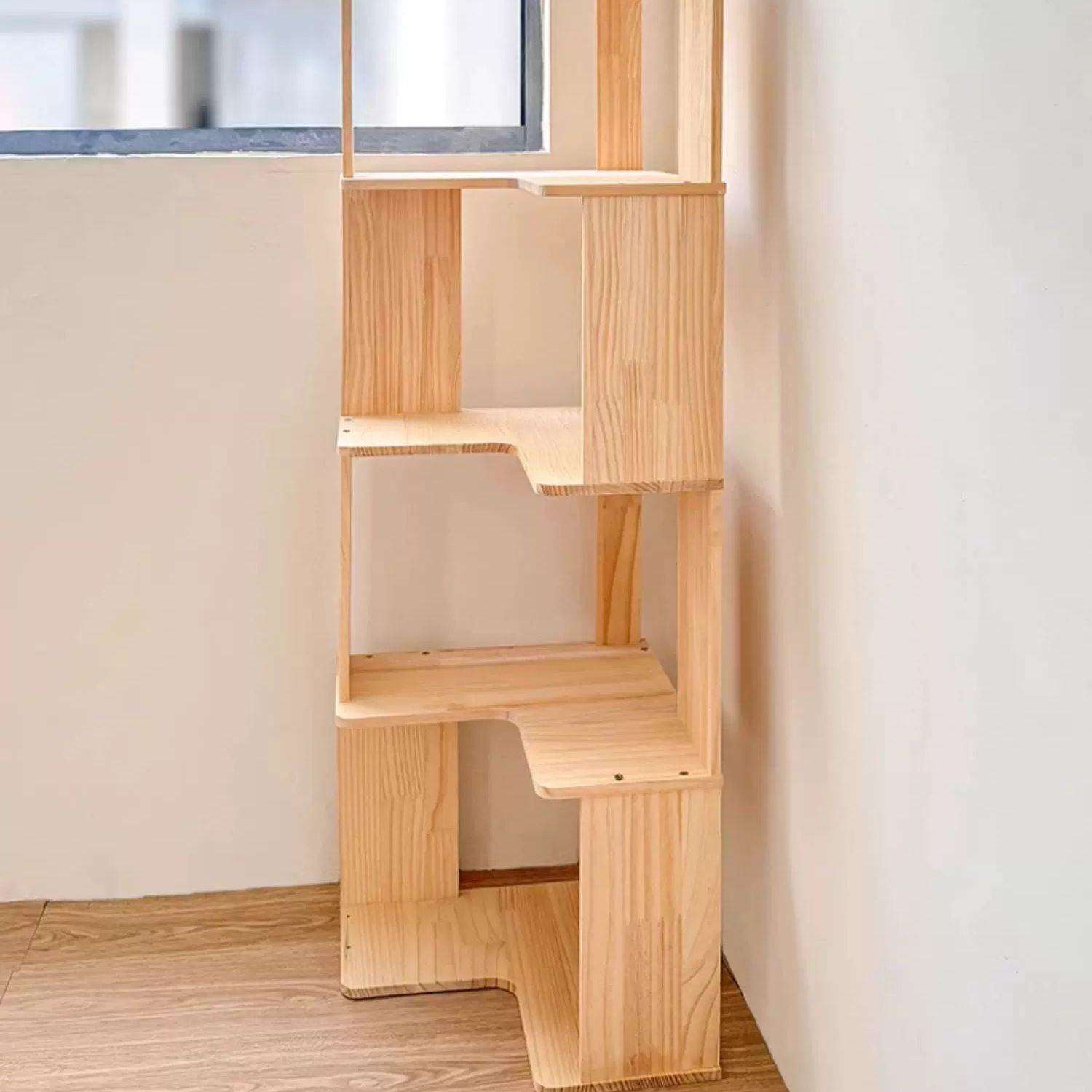 实木转角架靠墙拐角柜家用客厅卧室简易落地置物架角落书架储物柜