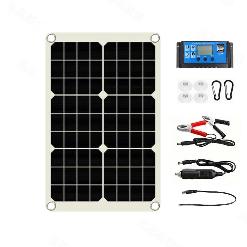 热销高转换20W太阳能板柔性太阳能充电板光伏12V24v控制器户外