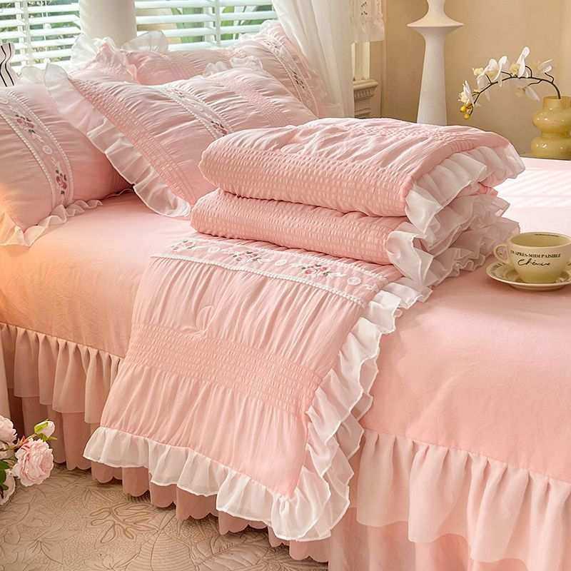 超柔软公主风夏凉被床裙四件套可机水洗泡泡纱蕾丝,电子元器件市场,其它元器件,淘宝优惠券,粉丝福利购,淘宝优惠卷