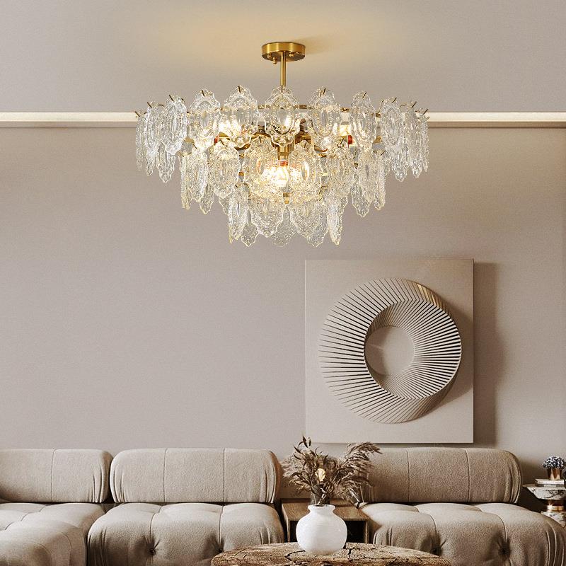 法式吊灯2022年新款轻奢羽毛玻璃家用卧室客厅房间卧室LED吸顶灯