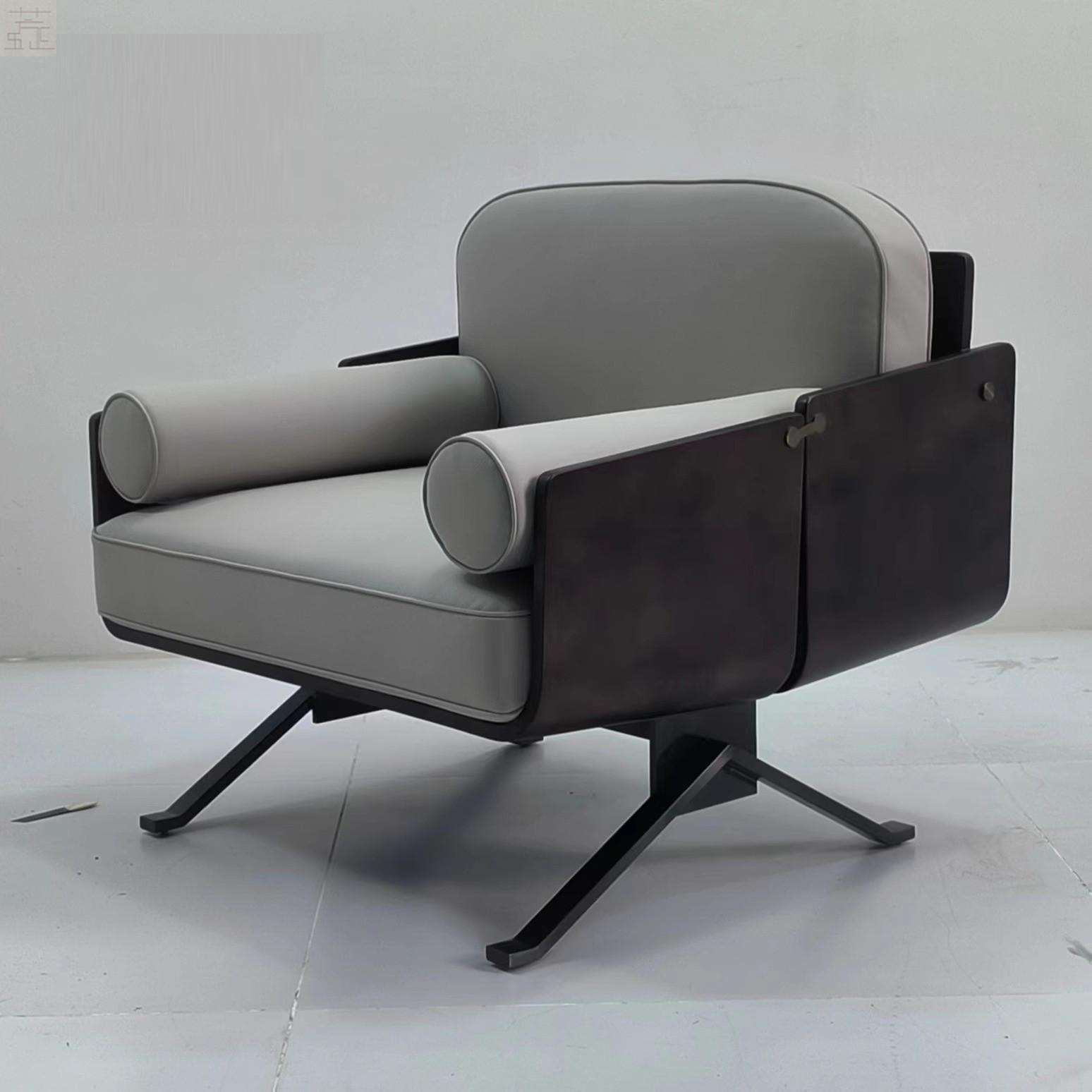 意式单人简约沙发椅简约现代会客厅创意设计师休闲椅洽谈接待家具