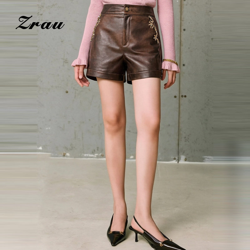 ZRAU【商场同款】冬季新款复古时尚宽松直筒裤高腰休闲洋气短裤,女装/女士精品,短裤,淘宝优惠券,粉丝福利购,淘宝优惠卷