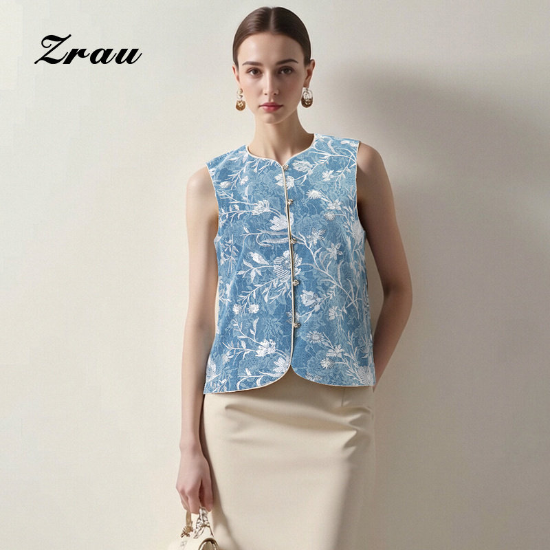 ZRAU精致新中式气质马甲外套2026春季新款时尚圆领无袖上衣女装,女装/女士精品,短外套,淘宝优惠券,粉丝福利购,淘宝优惠卷