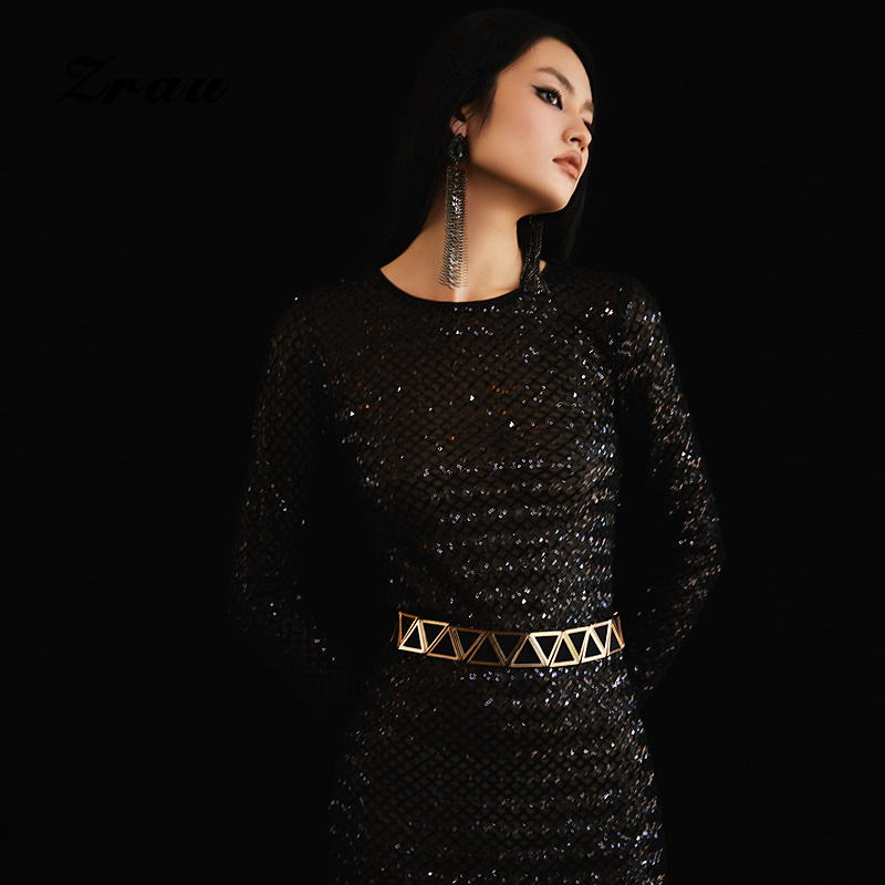 冬季新款长袖显瘦中长裙