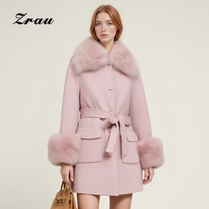 狐狸毛保暖双面呢大衣