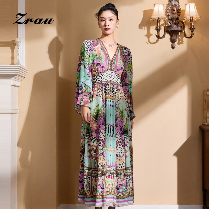 波西米亚度假风复古长裙