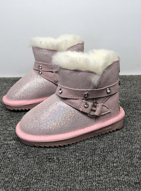 真皮女宝保暖加厚雪地靴