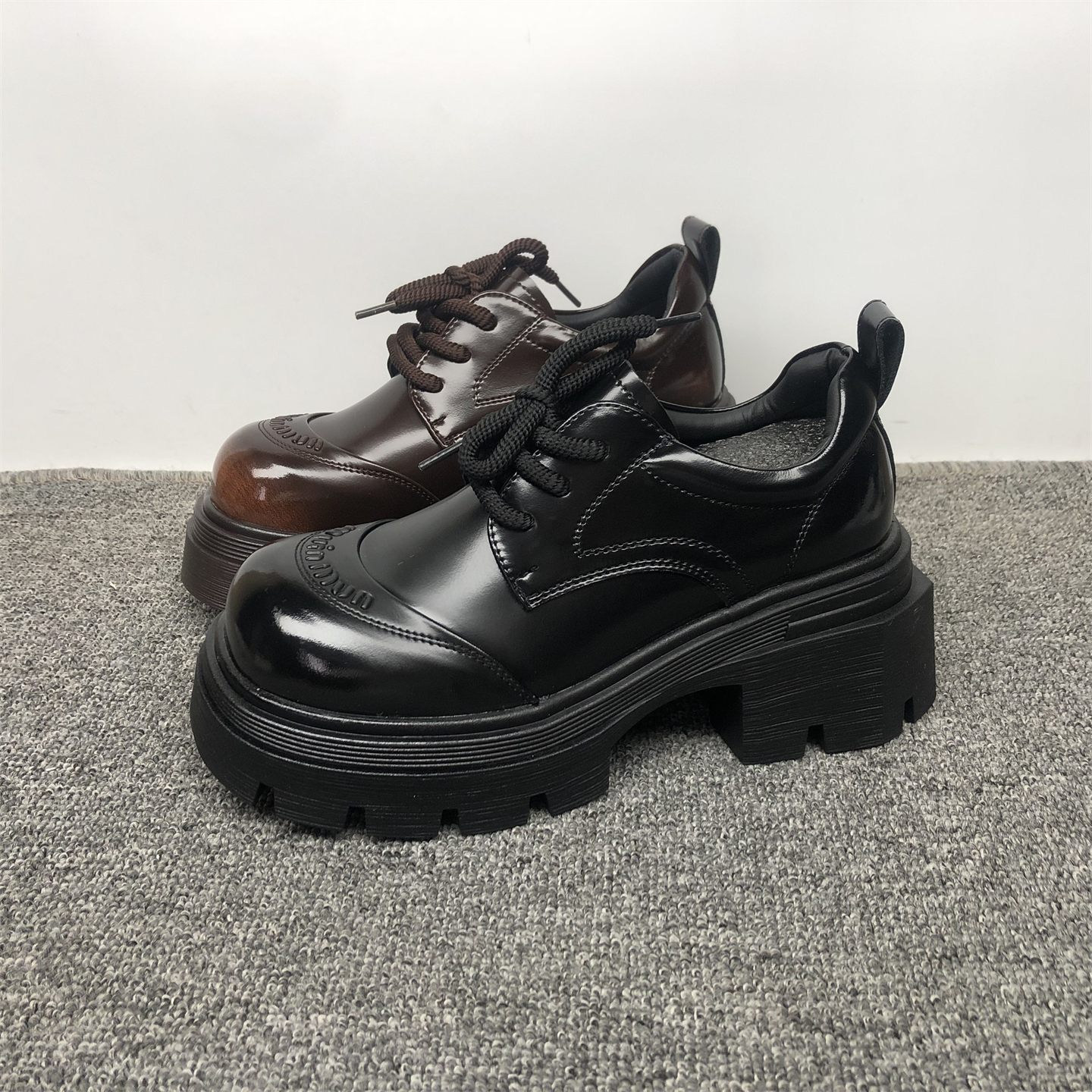 品牌撤柜系带厚底复古百搭大头