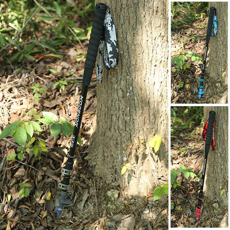 KODENOR科德诺户外雪豹4系碳素纤维手杖伸缩三节外锁折叠登山拐棍