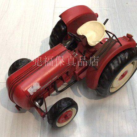 铁皮拖拉机模型复古做旧红色四轮农用车模型家居咖啡厅橱窗摆件