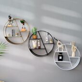 北欧铁艺圆形六边形搁板置物架 饰品收纳架储物架 家居店铺壁挂装