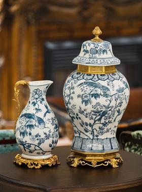 丰收小屋客厅电视柜壁龛摆件入口展示柜青花瓶装饰古架工艺品