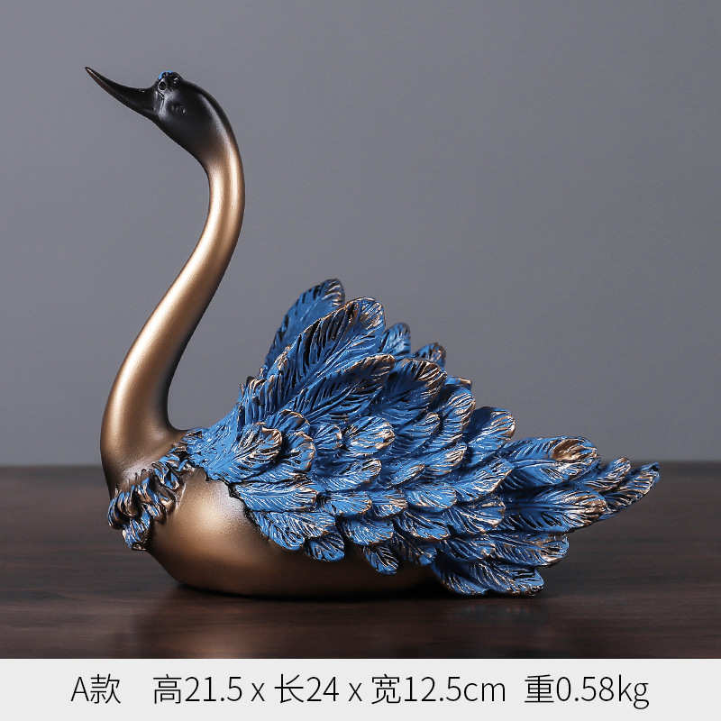 树脂架奢房间装饰家居创意轻x客厅工艺品精美欧式天鹅摆件红酒