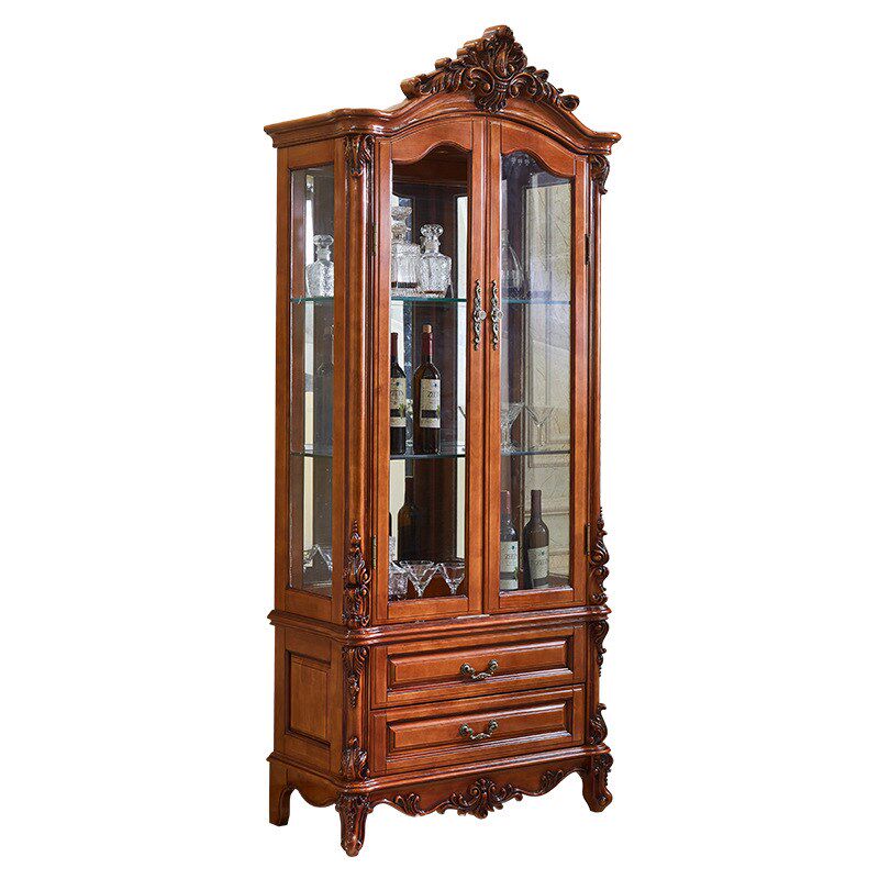 欧式酒柜组合实木玻璃双门展示柜家具装饰柜电视影视墙柜奢华