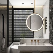 吊杆镜圆形镜子卫生间镜子天花板吊镜悬空洗手间镜酒店民宿浴室镜