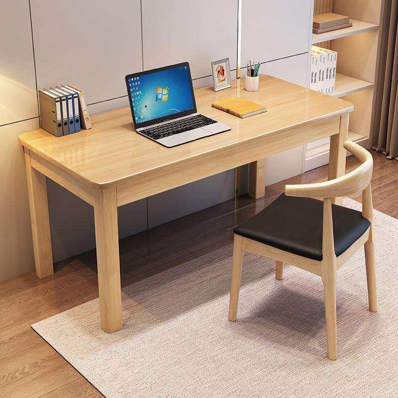实木书桌简约儿童书架一体桌家办公室创意笔记本台式电脑桌椅课桌
