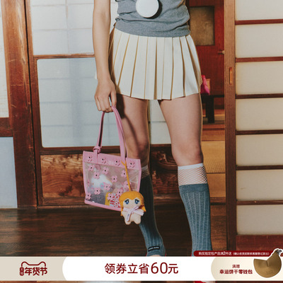 ECODAY原创设计透明网纱包痛包花朵装饰手提小卡包女包腋下包