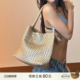 ECODAY中号秋季 原创设计编织包通勤旅游托特包手提单肩包女香槟色